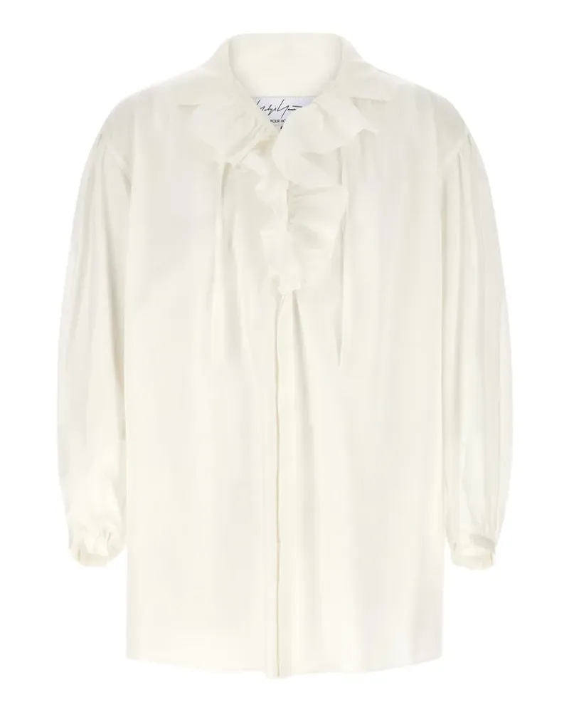 Yohji Yamamoto Frilled Gather Hemd - Weiß Weiß