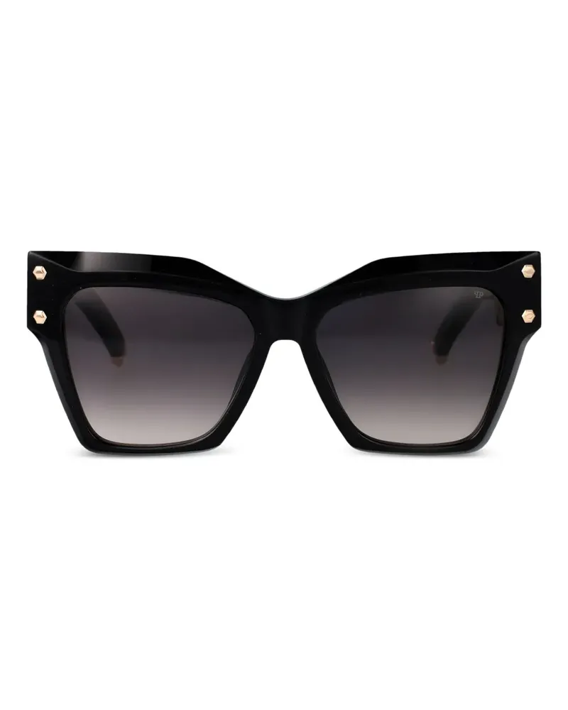 Philipp Plein Sonnenbrille mit Butterfly-Gestell - Schwarz Schwarz