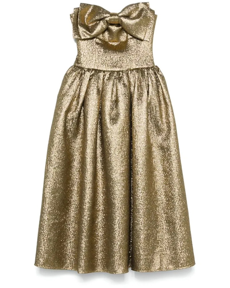 Self-Portrait Midikleid mit Metallic-Finish - Gold Gold