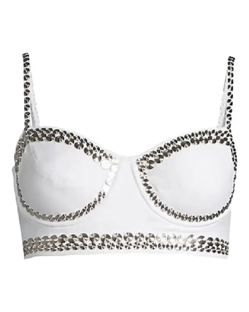 Norma Kamali Bikinioberteil mit Nieten - Weiß Weiß