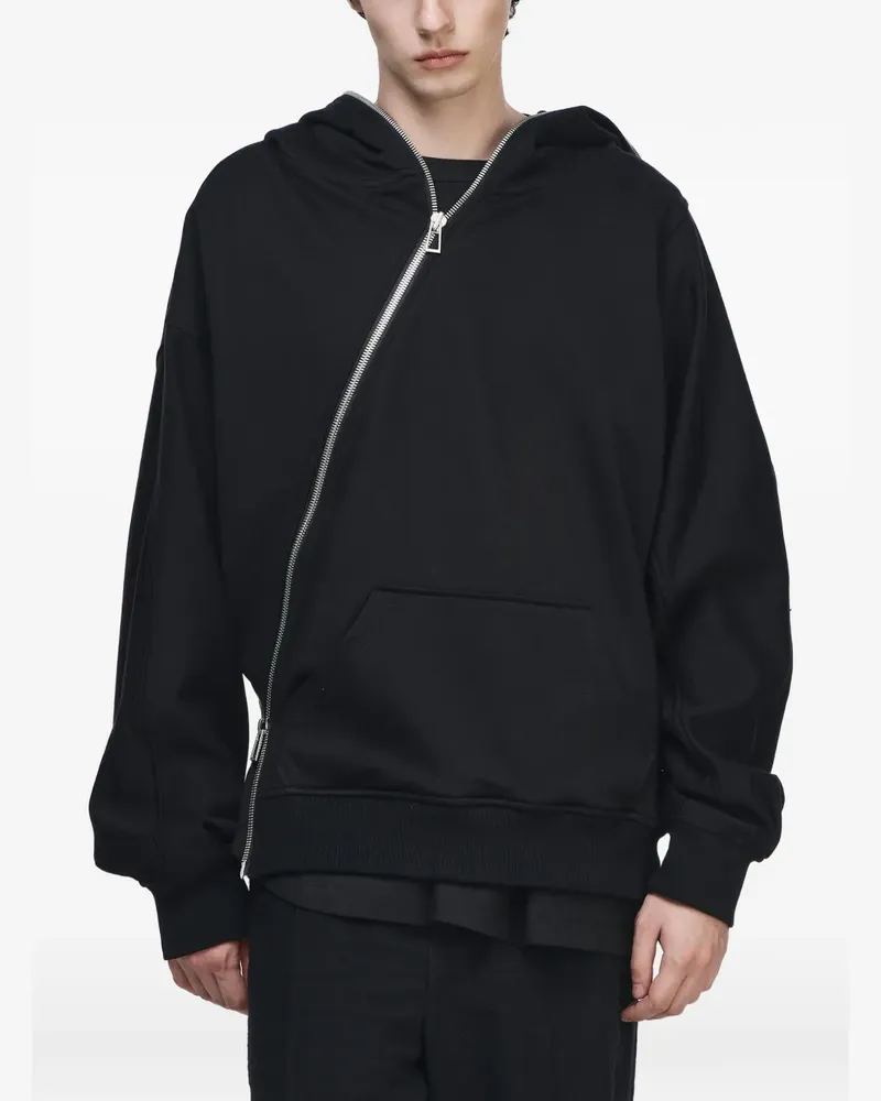 SONGZIO Torque Hoodie mit asymmetrischem Reißverschluss - Schwarz Schwarz
