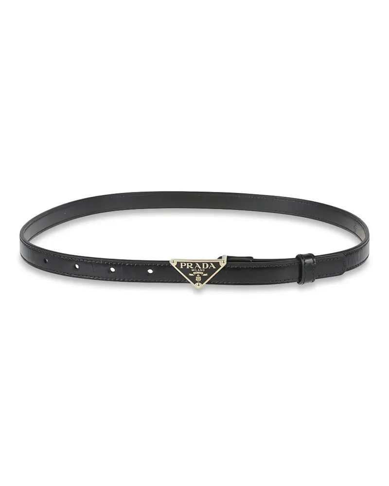 Prada Saffiano logo plaque belt - Schwarz Schwarz