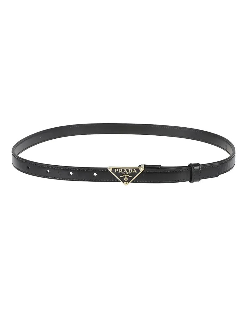Prada Saffiano logo plaque belt - Schwarz Schwarz