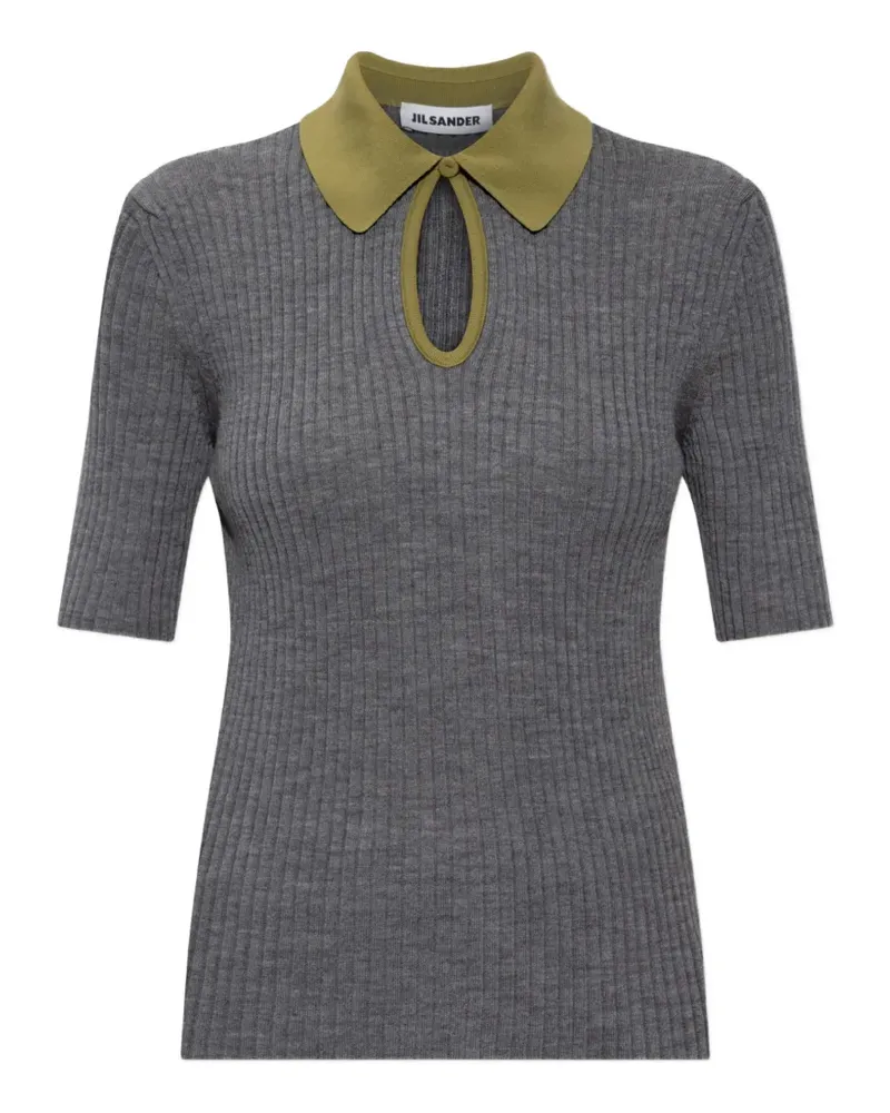 Jil Sander ribbed cut-out polo shirt - Grau Grau