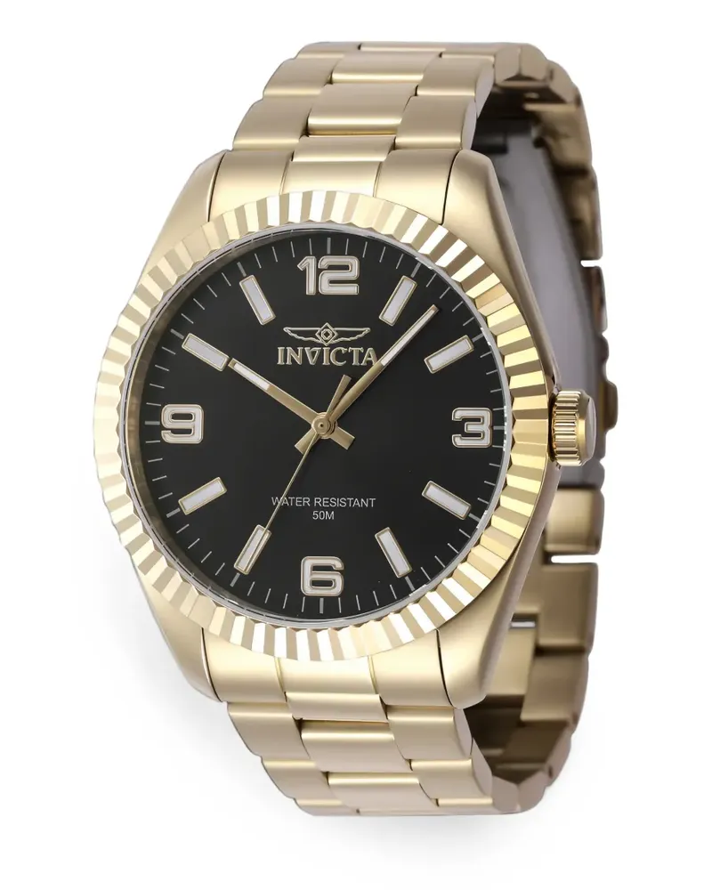 Invicta Armbanduhr mit geriffelter Lünette 42mm - Schwarz Schwarz