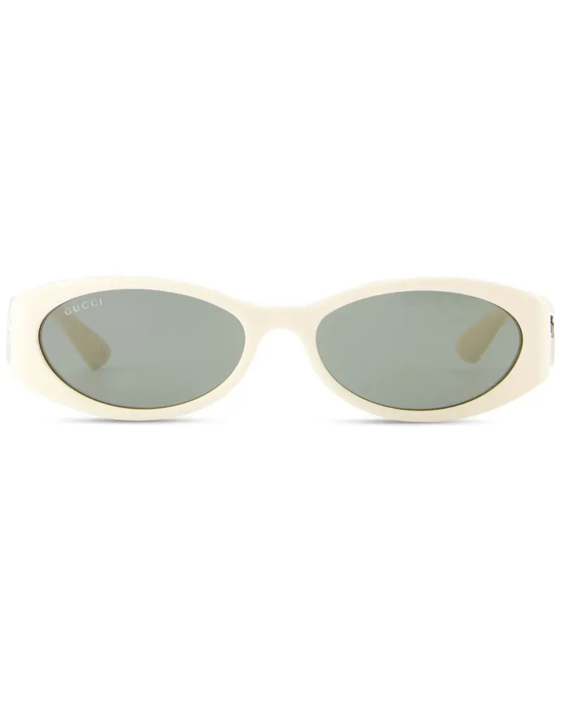 Gucci GG Sonnenbrille mit ovalem Gestell - Weiß Weiß