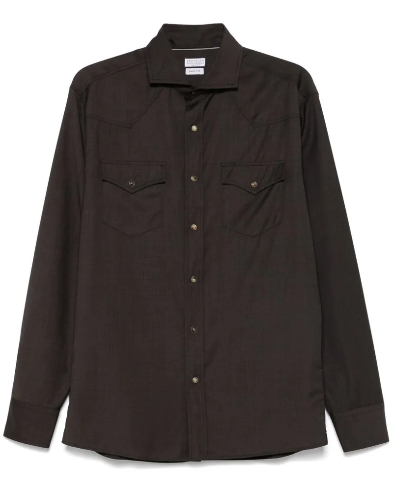 Brunello Cucinelli Hemd aus Schurwolle - Grau Grau