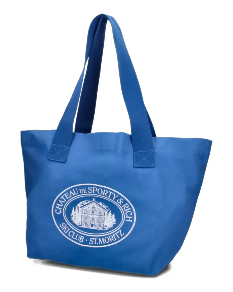 SPORTY & RICH Shopper mit Logo-Print - Blau Blau