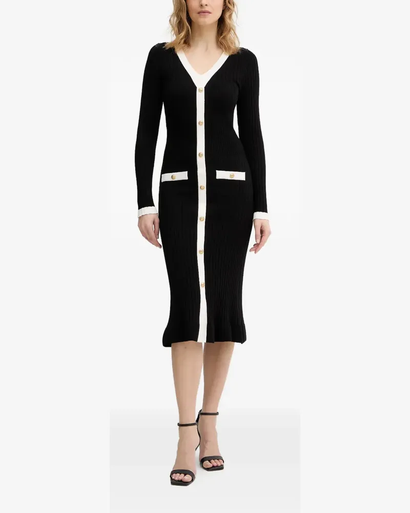 Guess Laurel Midikleid aus Rippstrick - Schwarz Schwarz