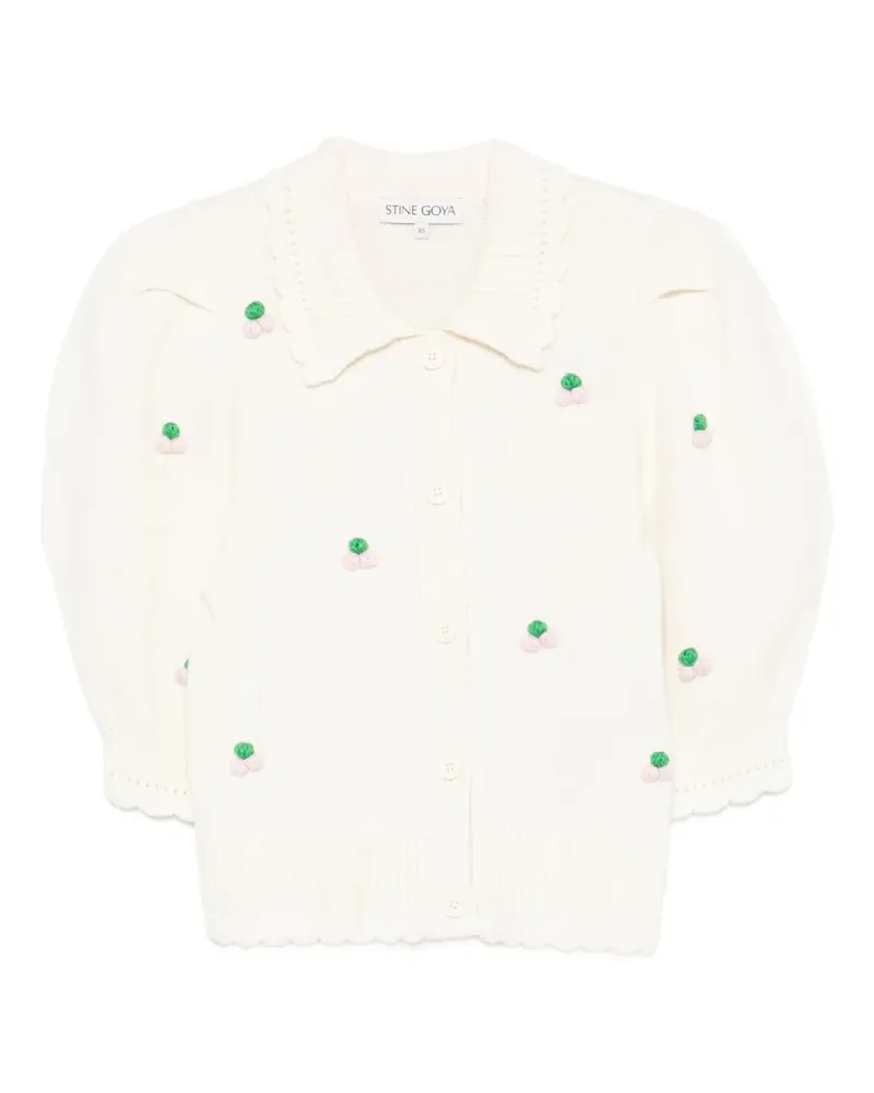 Stine Goya Cardigan mit Puffärmelstickerei - Nude Nude
