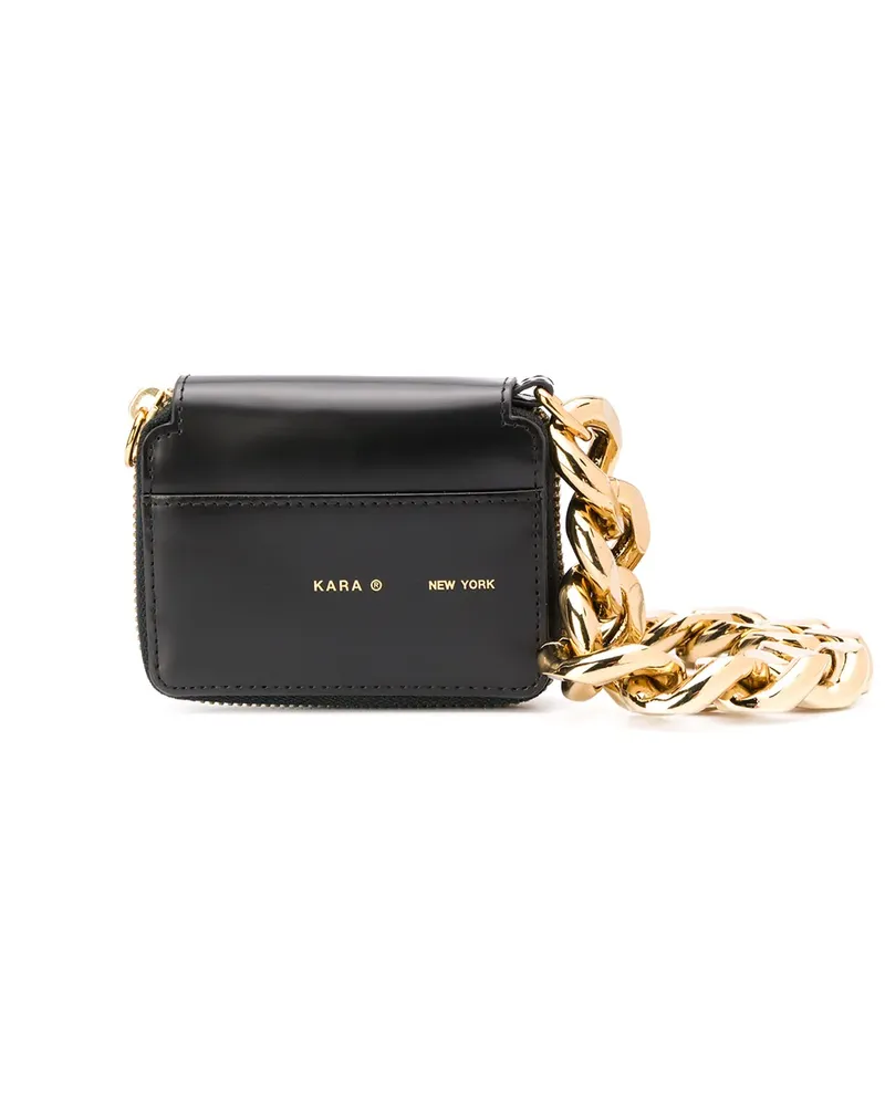 KARA Mini Schultertasche mit Logo-Print - Schwarz Schwarz