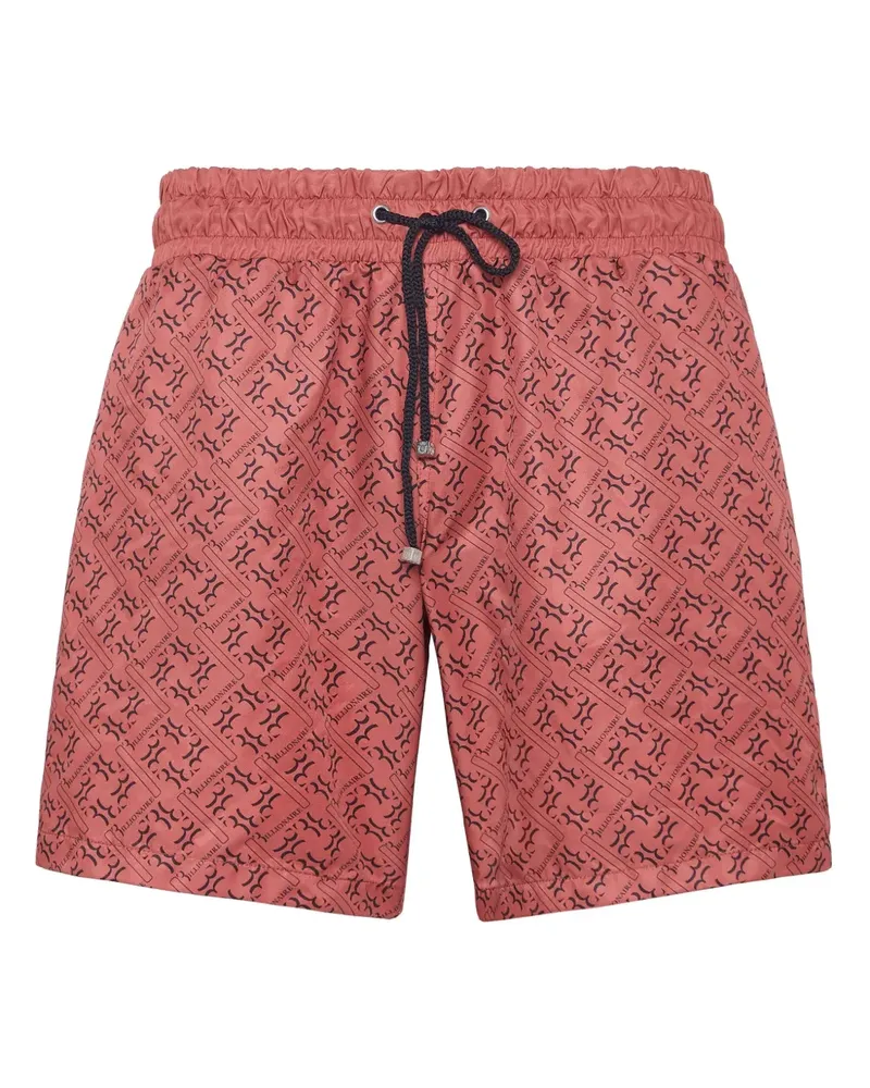 Billionaire Badeshorts mit Monogramm-Print - Rot Rot