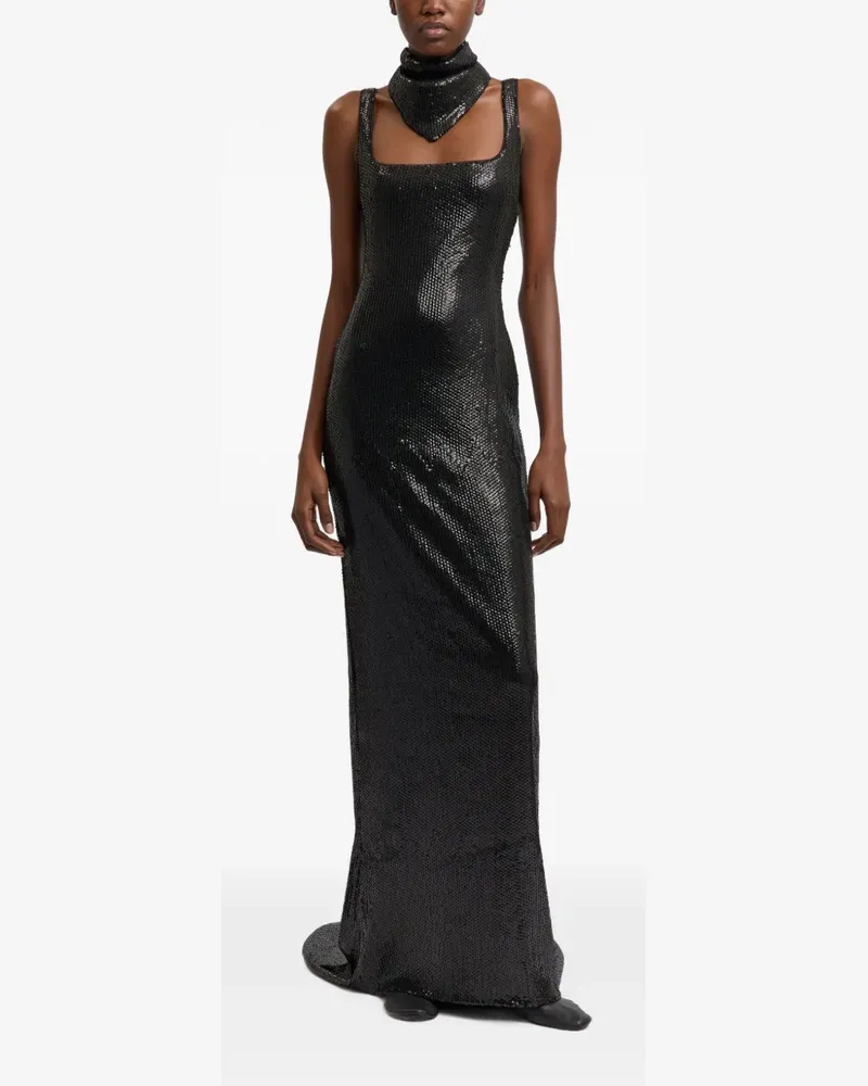 16ARLINGTON Electra diamond-sequin slim-fit maxi gown dress - Schwarz Schwarz