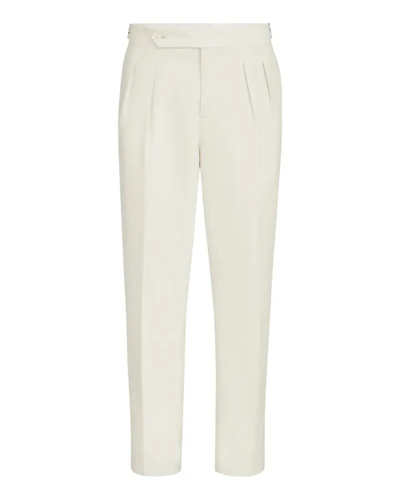 Brunello Cucinelli Sea Island cotton narrow-wale corduroy tuxedo trousers with double pleats and tabbed waistband - Nude Nude