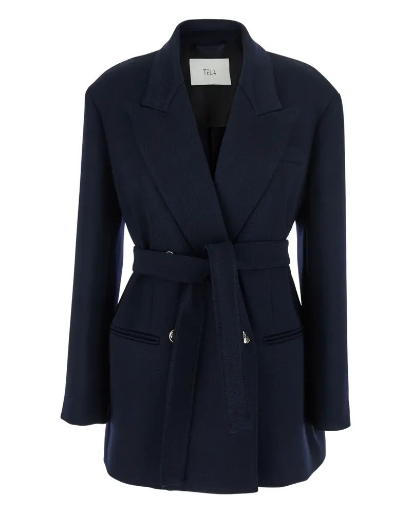 TELA Doppelreihiger Blazer mit Gürtel - Blau Blau
