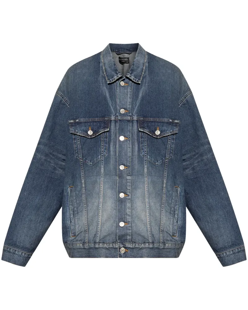 Balenciaga Jeansjacke mit Tape Type-Print - Blau Blau