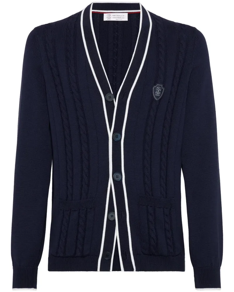 Brunello Cucinelli Cardigan mit Zopfmuster - Blau Blau