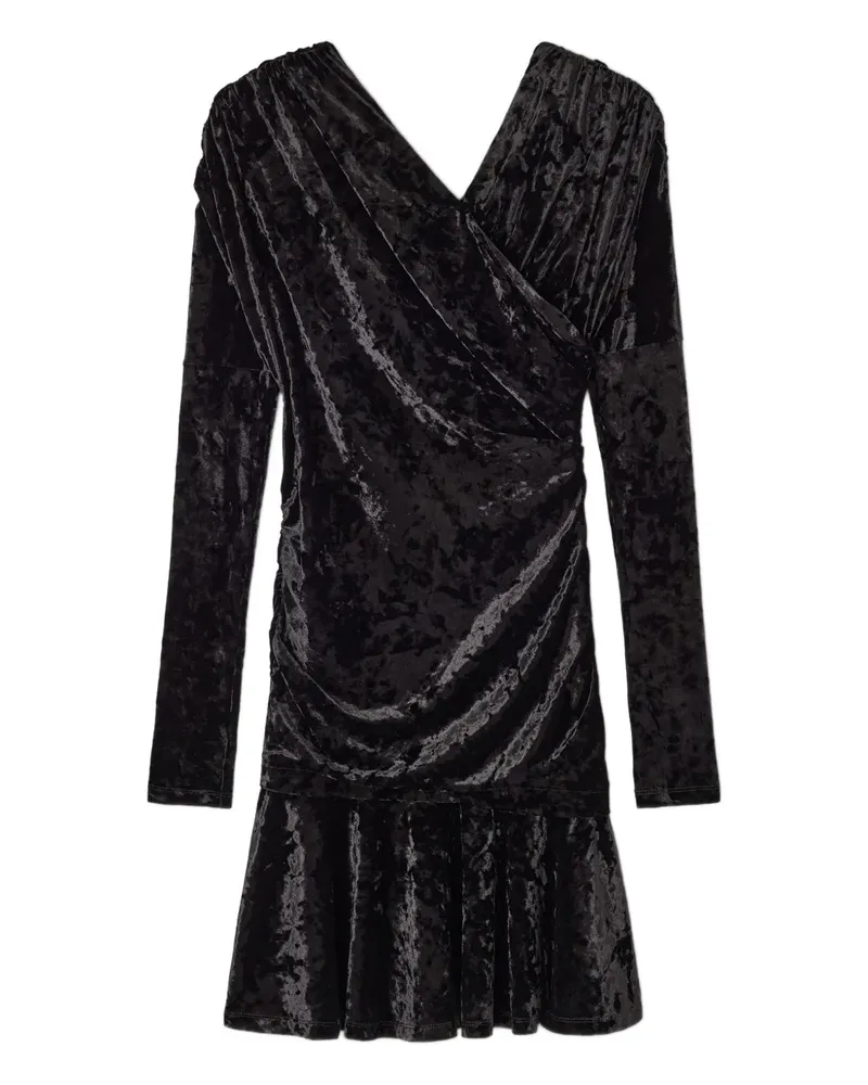 Ganni Minikleid mit Raffungen - Schwarz Schwarz