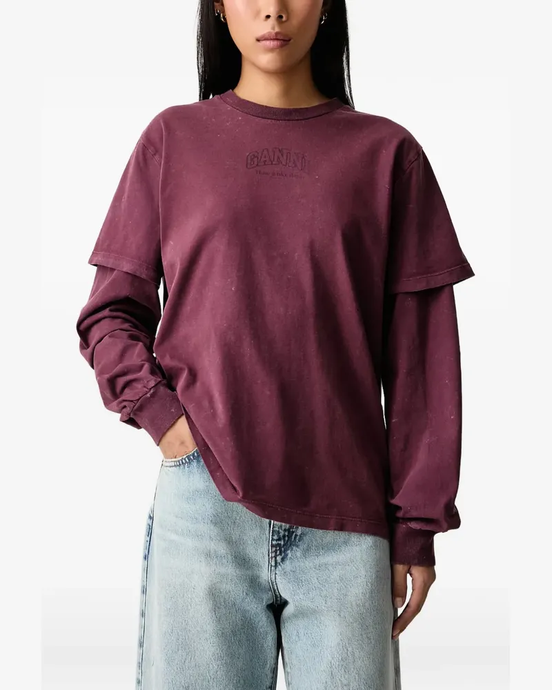 Ganni Sweatshirt mit doppelten Ärmeln - Rot Rot