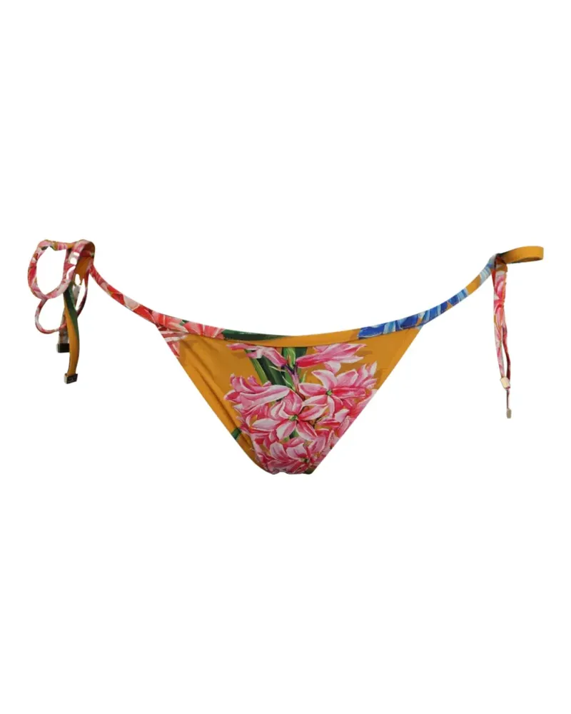 Dolce & Gabbana Gebundenes Bikinihöschen mit Blumenprint - Gelb Gelb