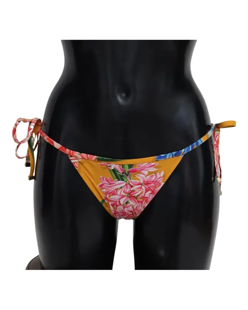 Dolce & Gabbana Gebundenes Bikinihöschen mit Blumenprint - Gelb Gelb
