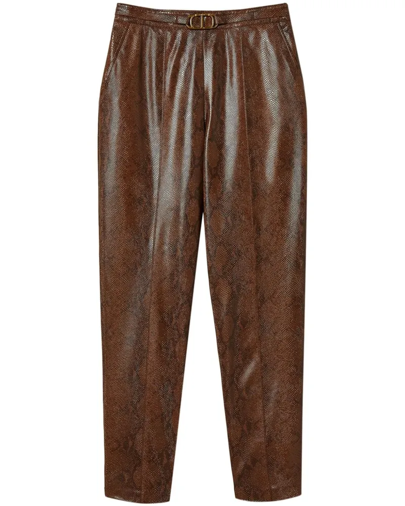 Twin-Set Cropped-Hose mit Schlangen-Effekt - Schwarz Schwarz