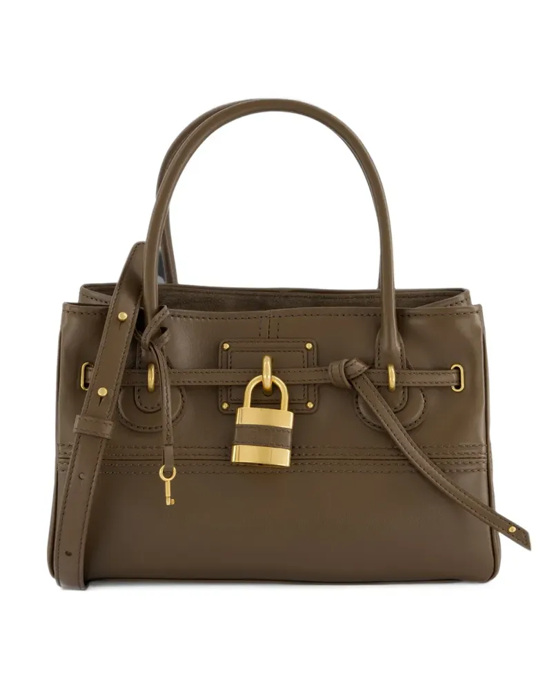 Chloé padlock-detail leather tote bag - Braun Braun