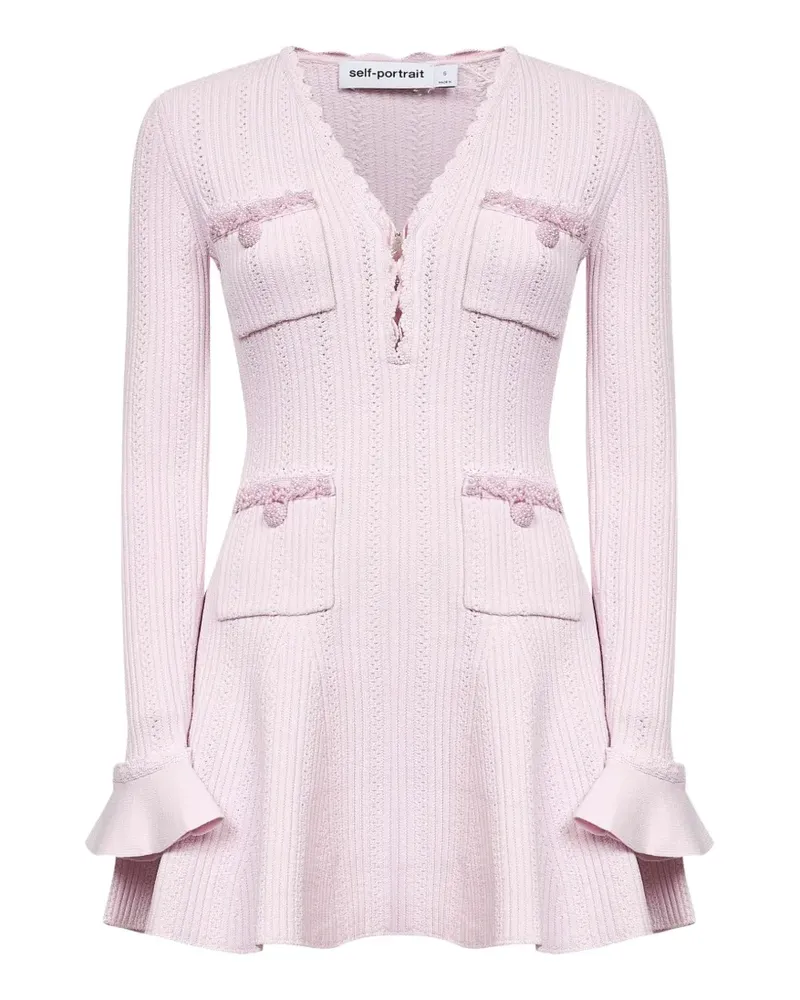 Self-Portrait pocket V-neck mini dress - Rosa Rosa