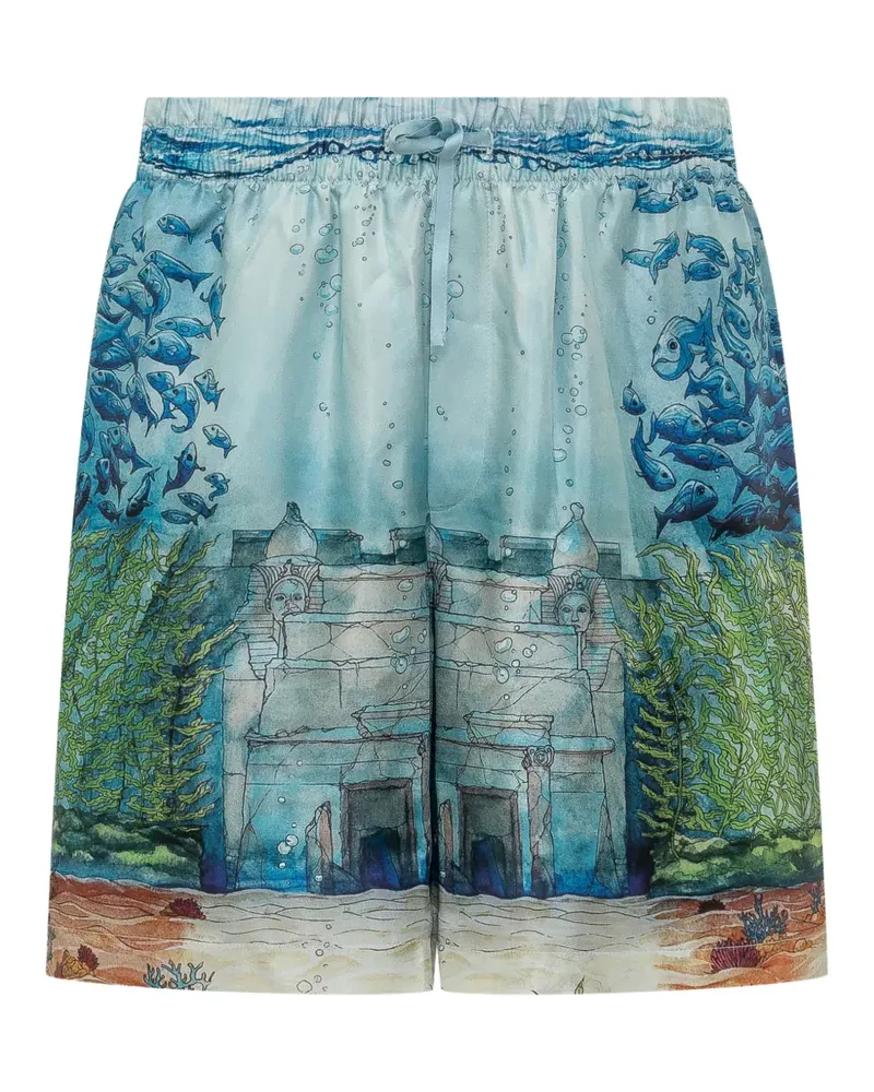 Casablanca Paris Trompe oeil silk shorts - Blau Blau