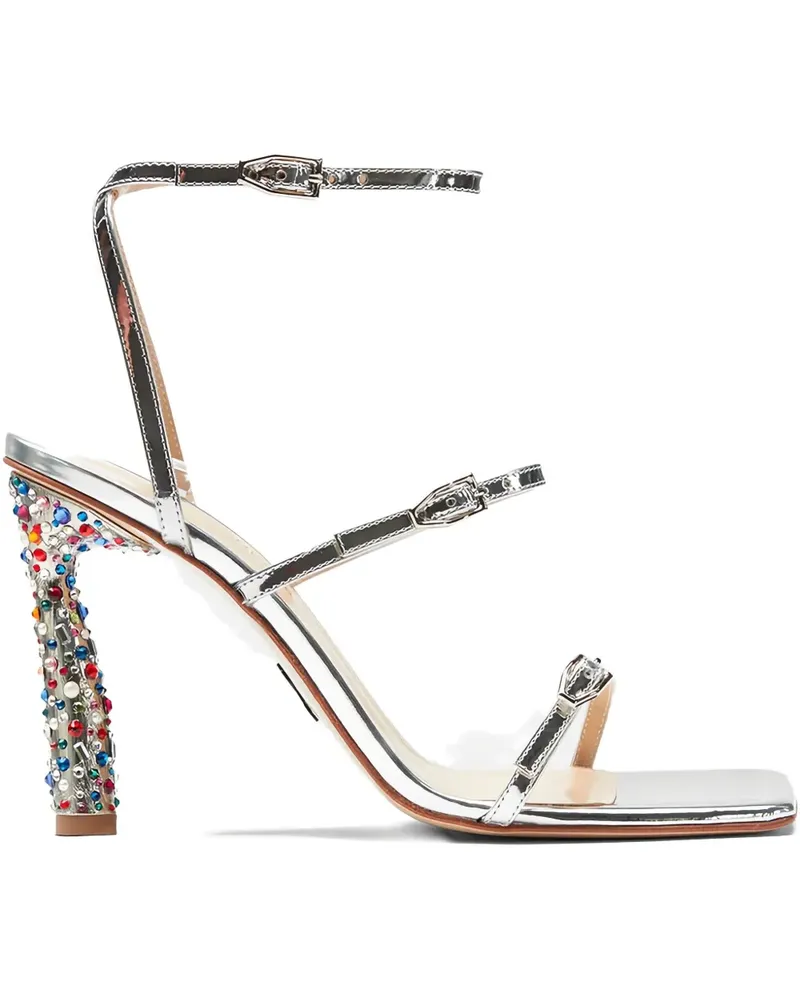 Paul Andrew 95mm Slinky rhinestone-embellished buckled sandals - Silber Silber
