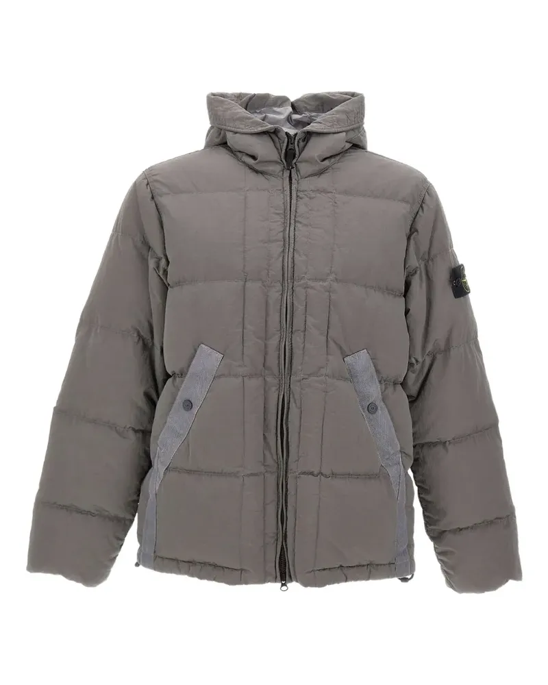 Stone Island Kompass Kapuzenmantel mit Logo - Grau Grau