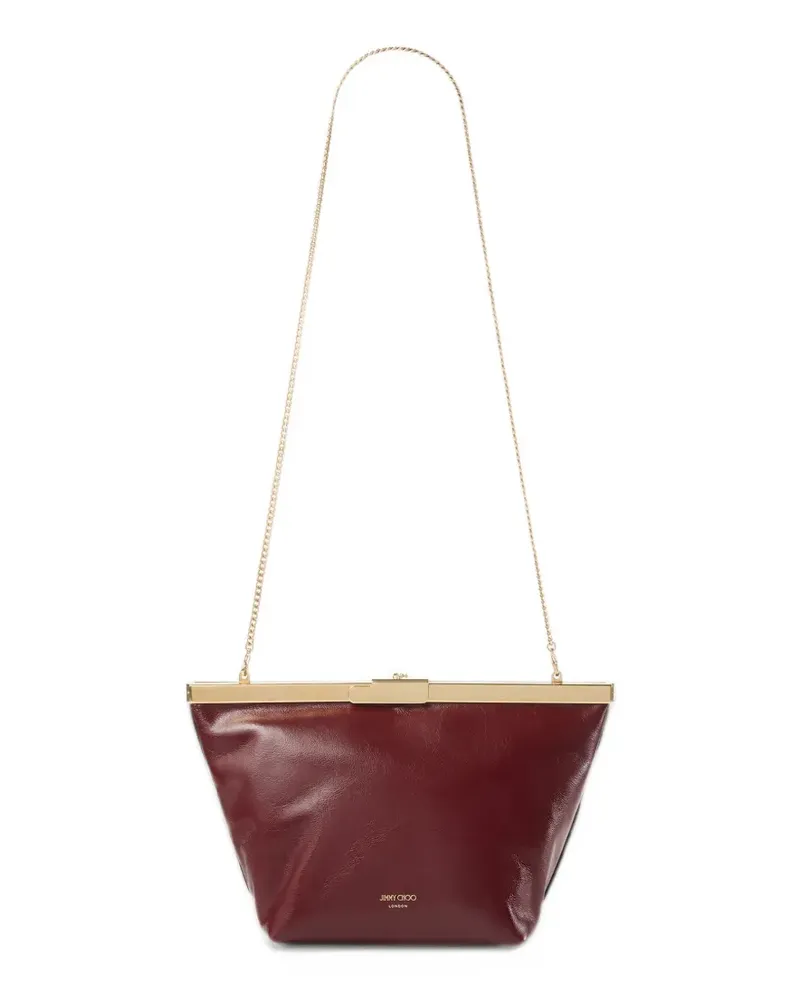 Jimmy Choo Ganache soft shiny biker leather clutch bag - Rot Rot
