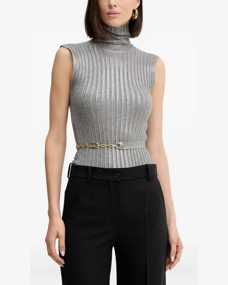 Simona Corsellini Geripptes Rollkragenoberteil - Grau Grau