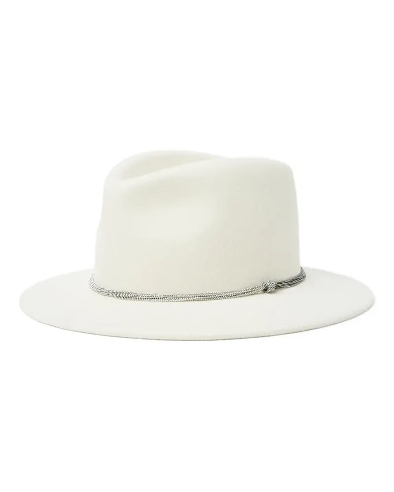 Peserico Fedora mit Zierkette - Weiß Weiß