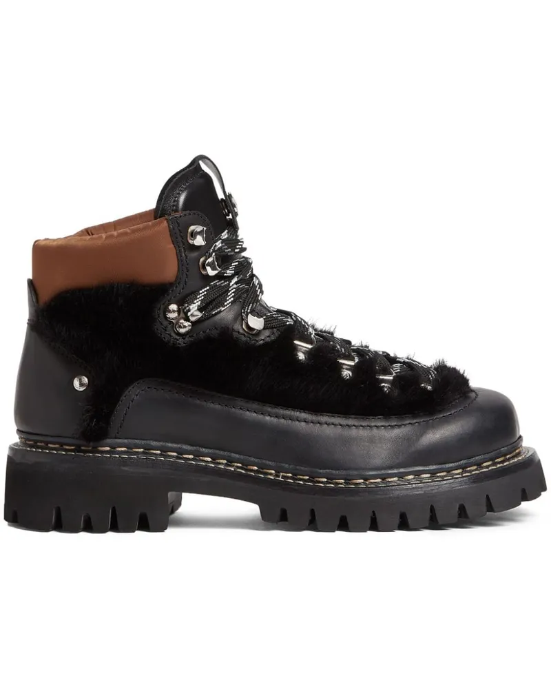 Dsquared2 Hiking-Boots mit Faux Fur - Schwarz Schwarz