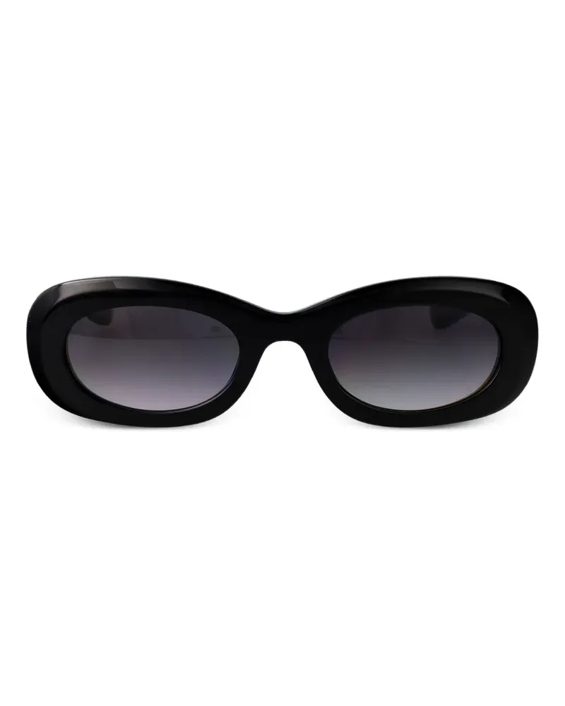 Alexander McQueen Sonnenbrille mit ovalem Gestell - Schwarz Schwarz