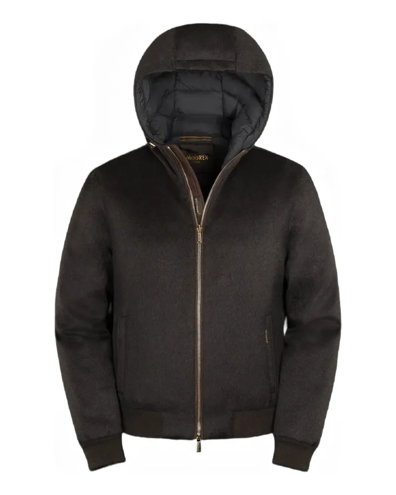 MOORER Brigno-Bab hooded zipped cashmere jacket - Braun Braun