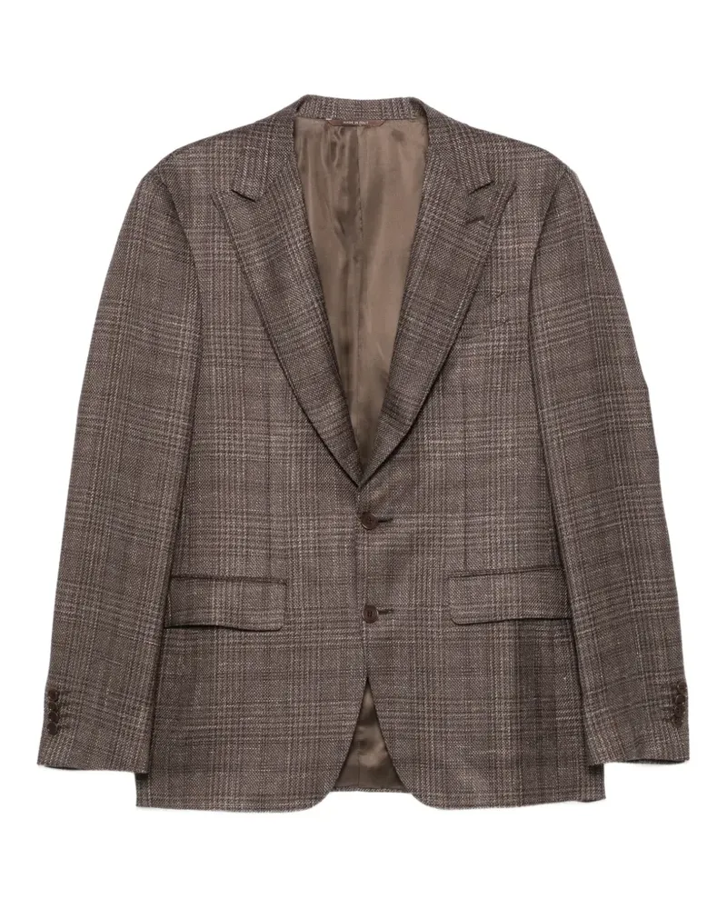 Canali check-pattern single-breasted blazer - Braun Braun