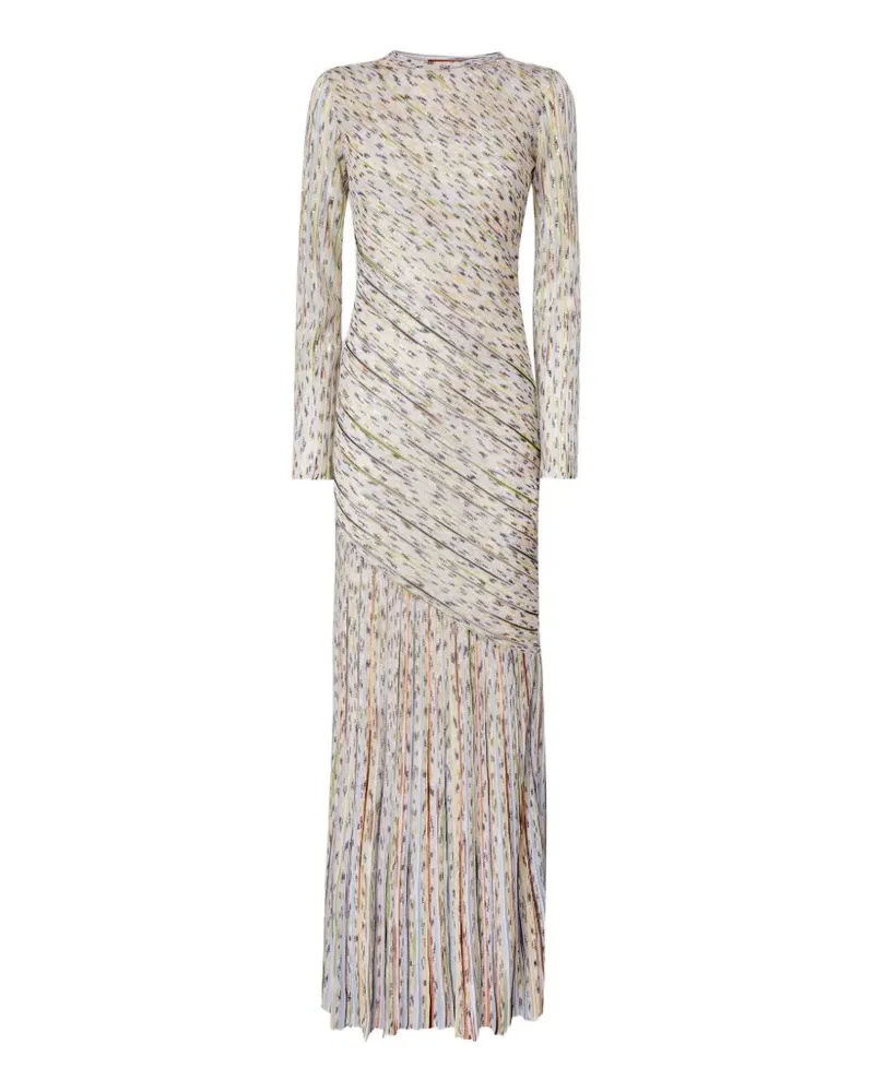 Missoni pleated long-sleeved maxi dress - Nude Nude