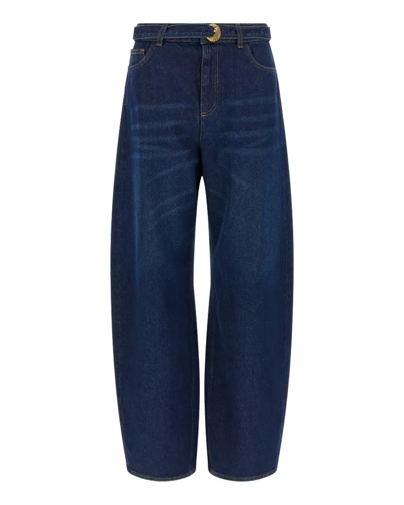 Twin-Set belted barrel-leg tapered jeans - Blau Blau