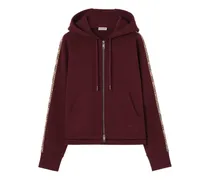 Hoodie mit Check-Besatz - Rot