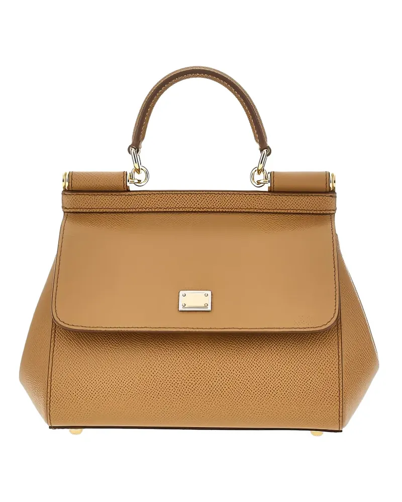 Dolce & Gabbana small Sicily grained leather tote bag - Nude Nude
