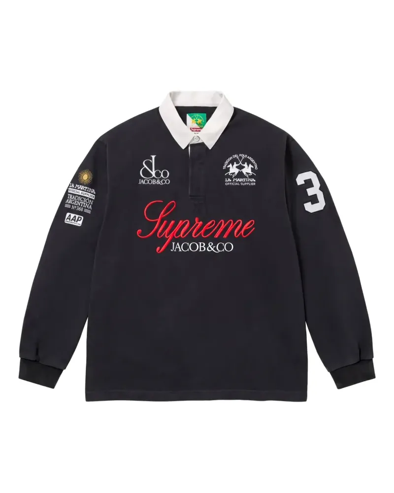 Supreme Being x La Martina x Jacob & Co logo polo shrt - Schwarz Schwarz