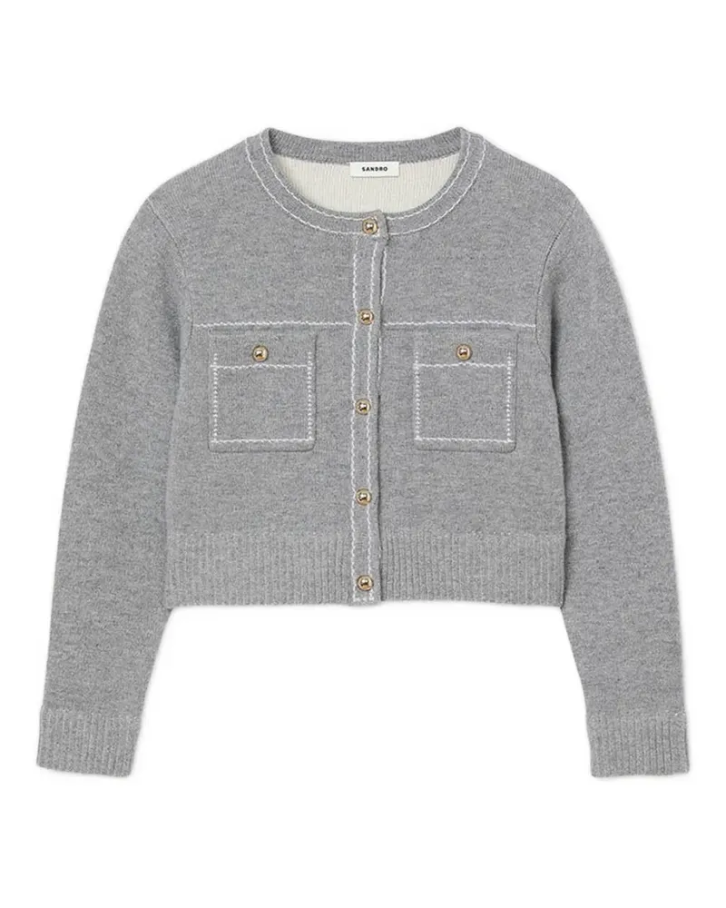 Sandro Cardigan mit Kontrastnähten - Grau Grau