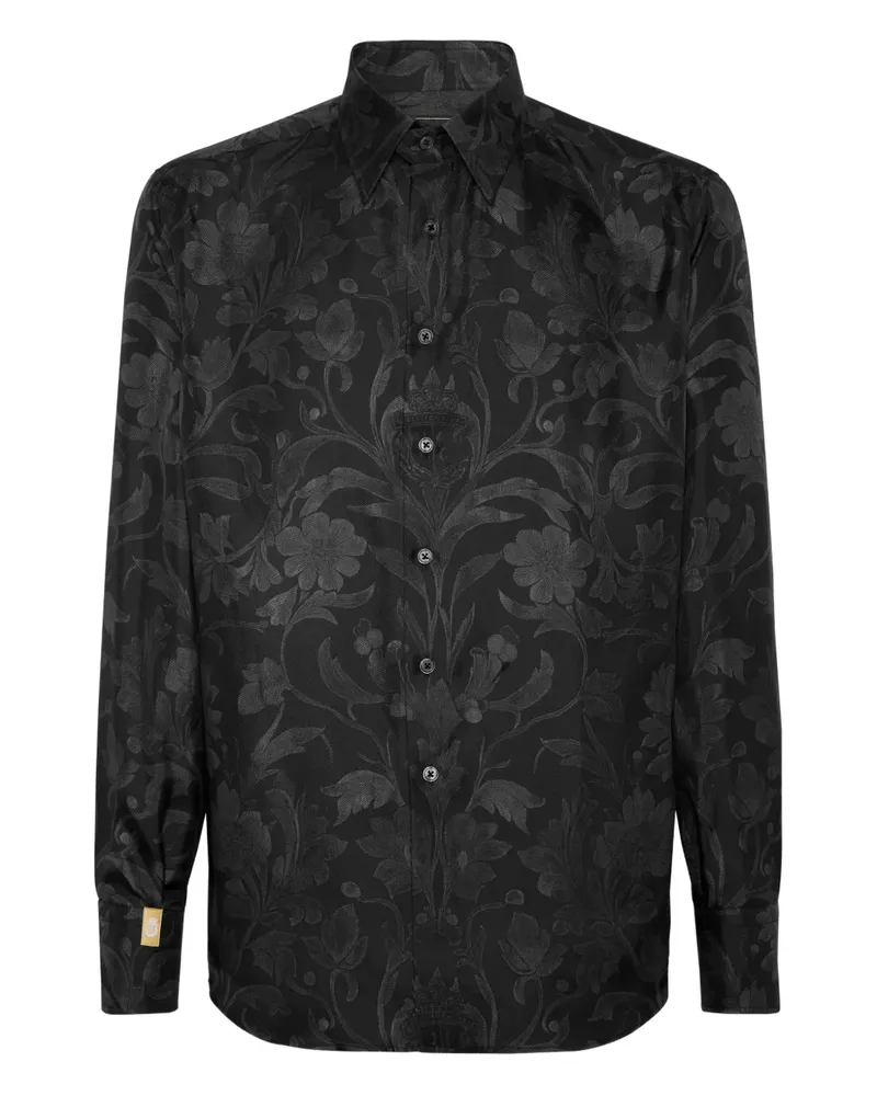Billionaire Hemd mit barockem Print - Schwarz Schwarz