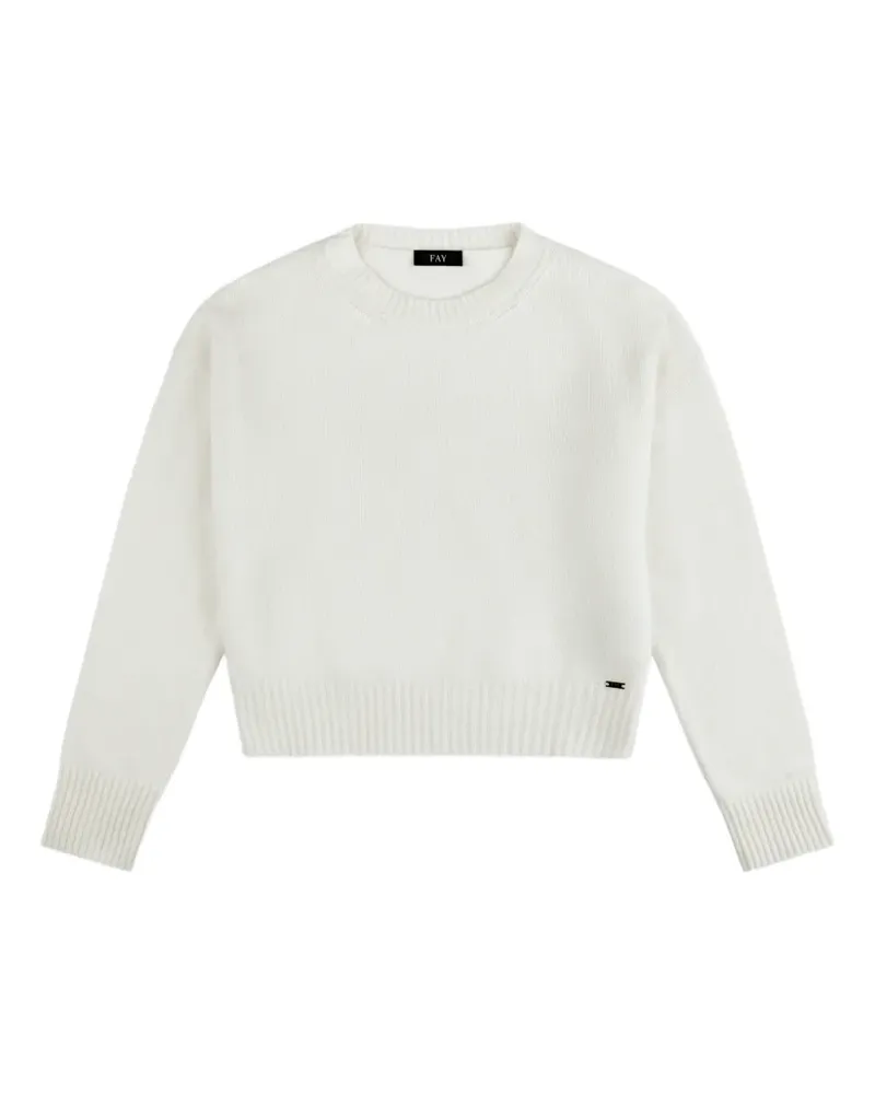 Fay logo-plaque crew-neck sweater - Nude Nude