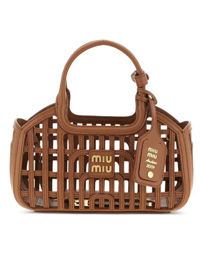Miu Miu leather basket bag - Braun Braun