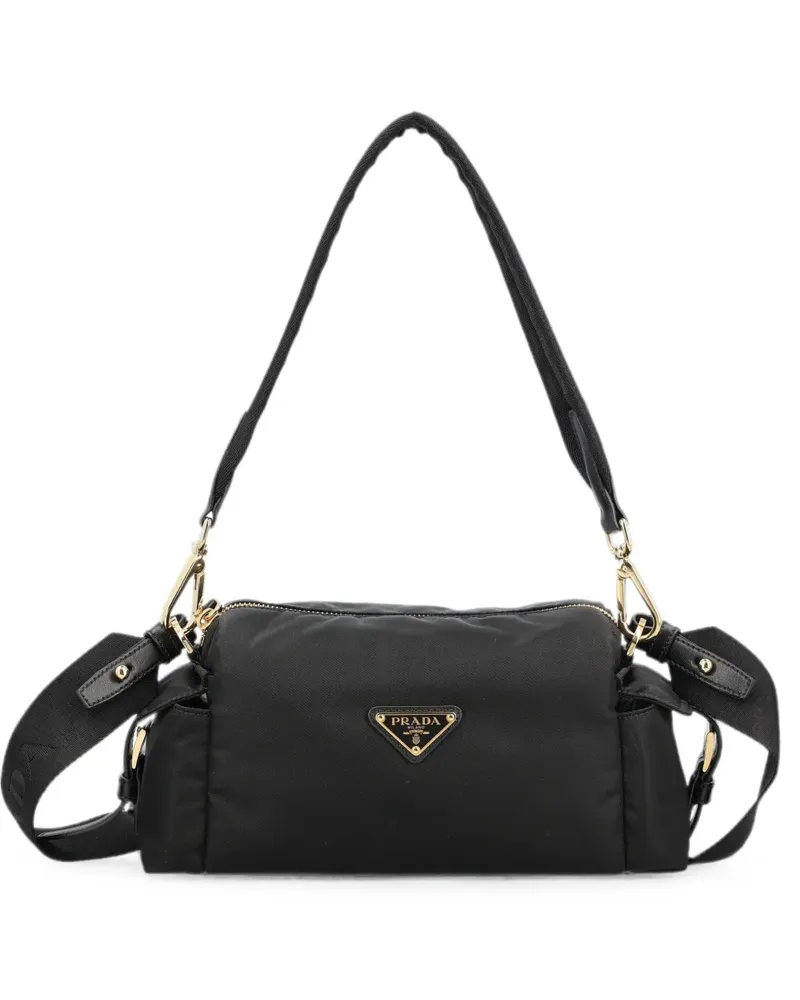 Prada logo-plaque shoulder bag - Schwarz Schwarz