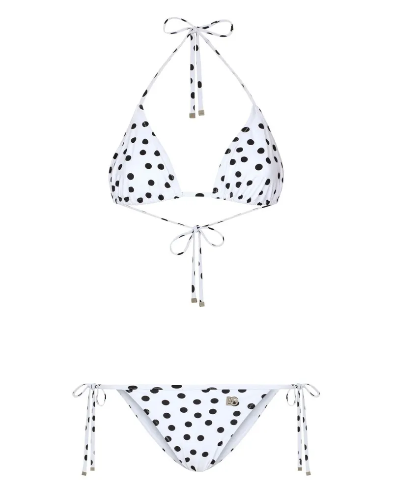 Dolce & Gabbana Triangel-Bikini mit Polka Dots - Weiß Weiß