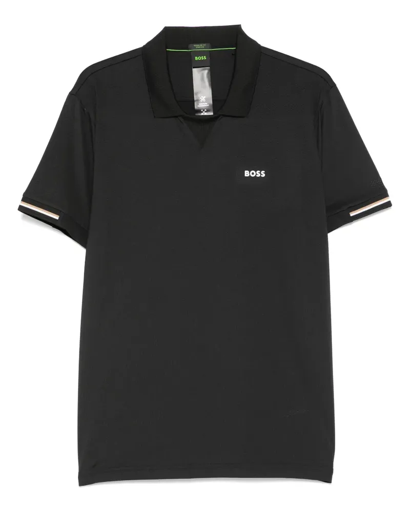 HUGO BOSS T-Shirt mit gummiertem Logo - Schwarz Schwarz